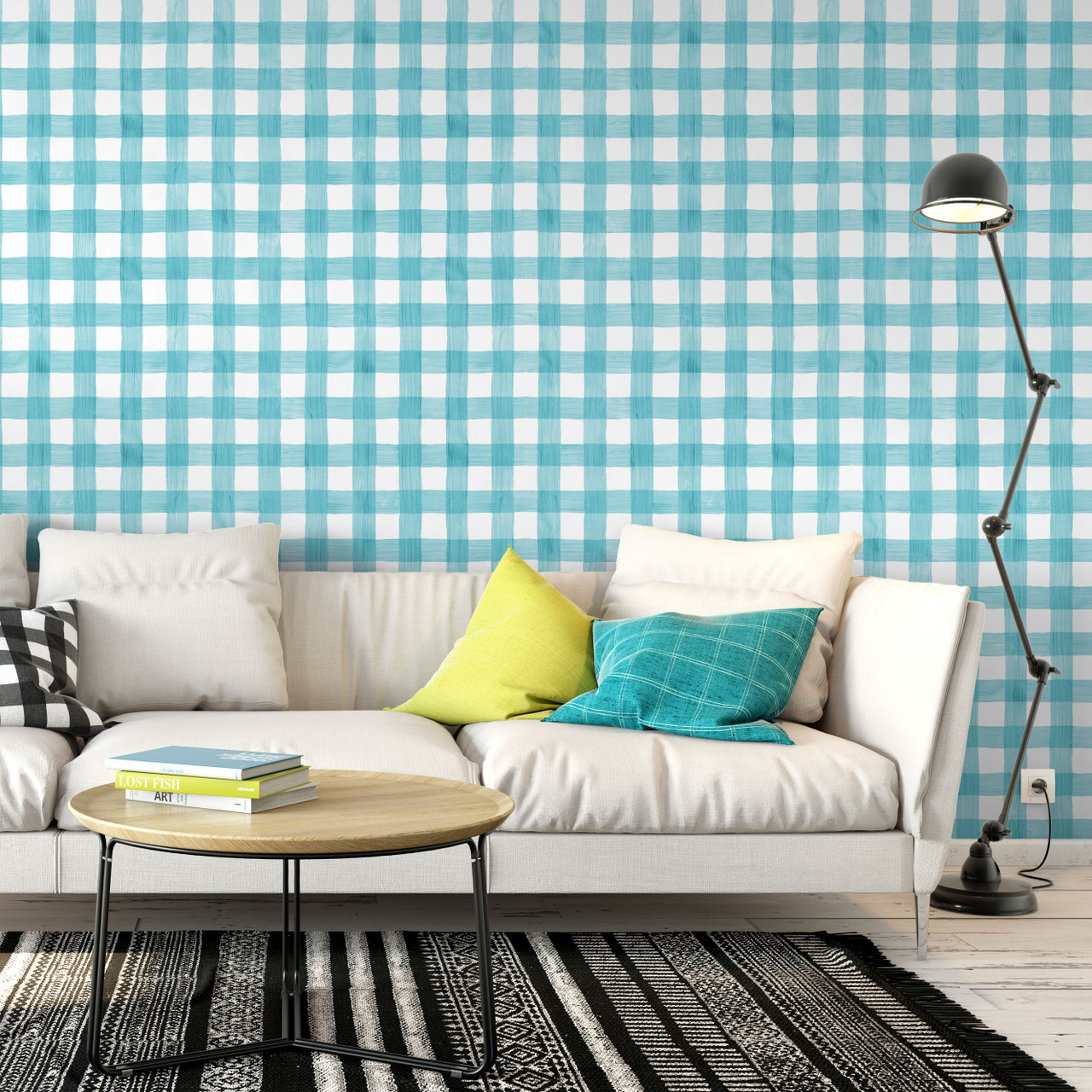 Painted Gingham Plaid Peel and Stick Wallpaper - Paperbird