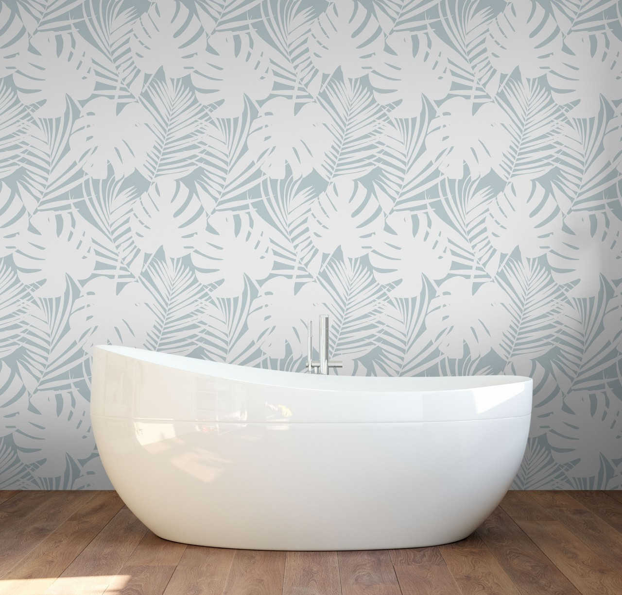 tropical print bathroom wallpaper