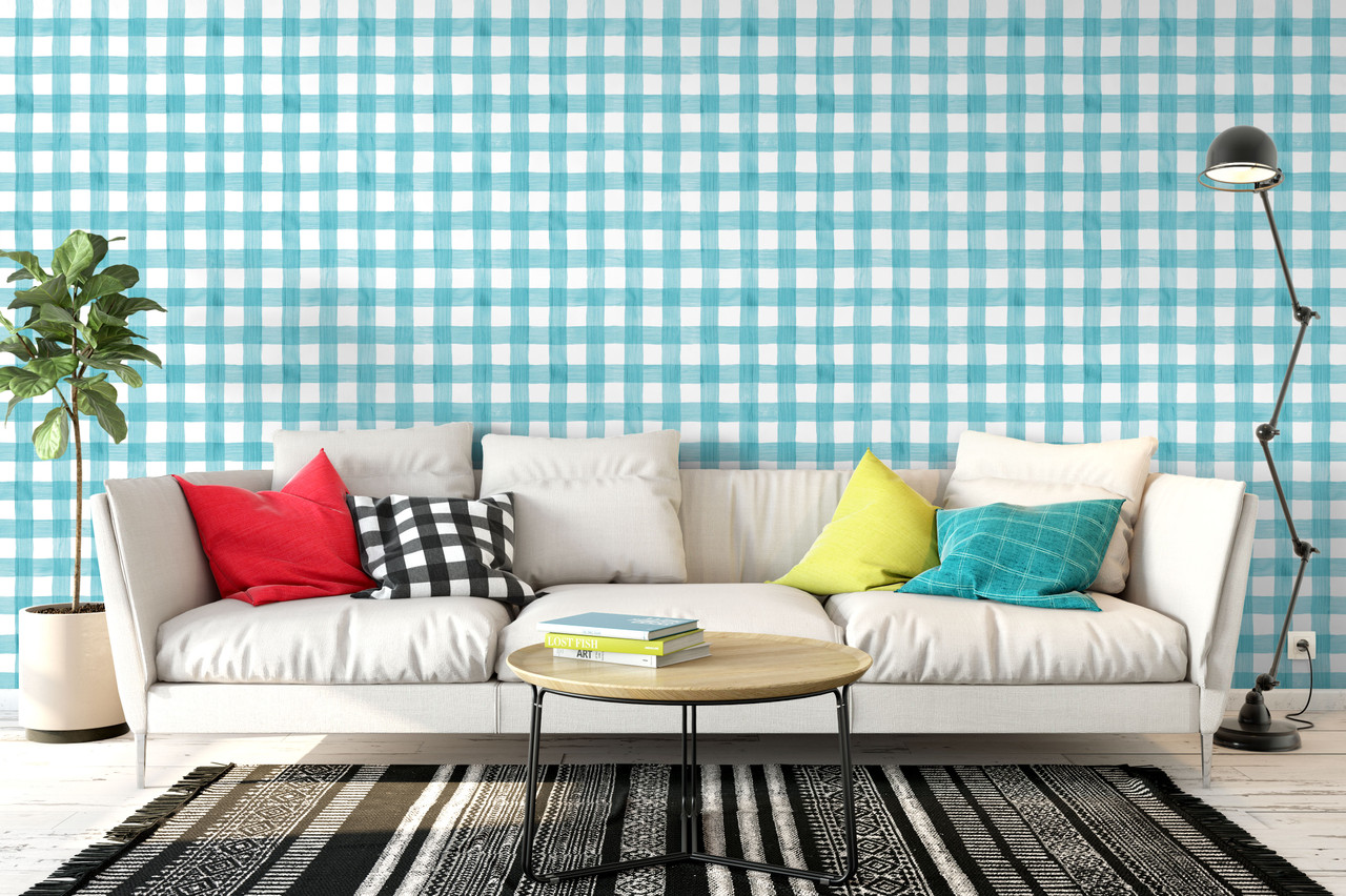 Painted Gingham Plaid Peel and Stick Wallpaper - Paperbird