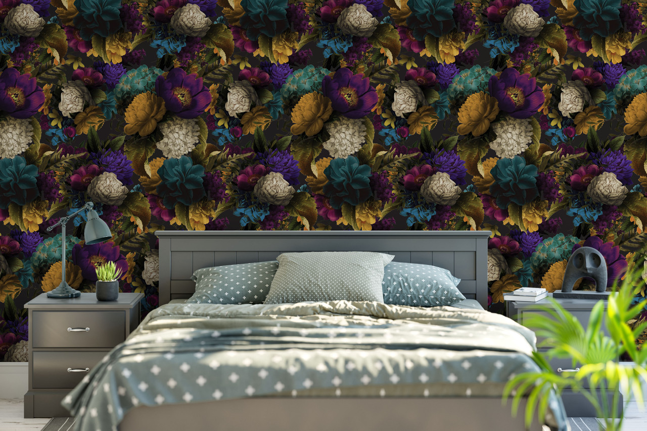 Dramatic Floral Peel and Stick Wallpaper
