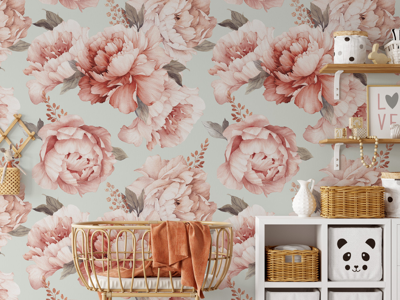 Boho Peonies Peel and Stick Wallpaper - Paperbird