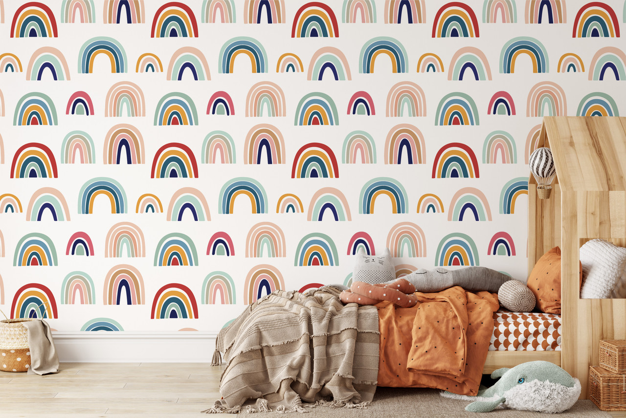 Rainbow Stripes Peel and Stick Wallpaper  Paperbird