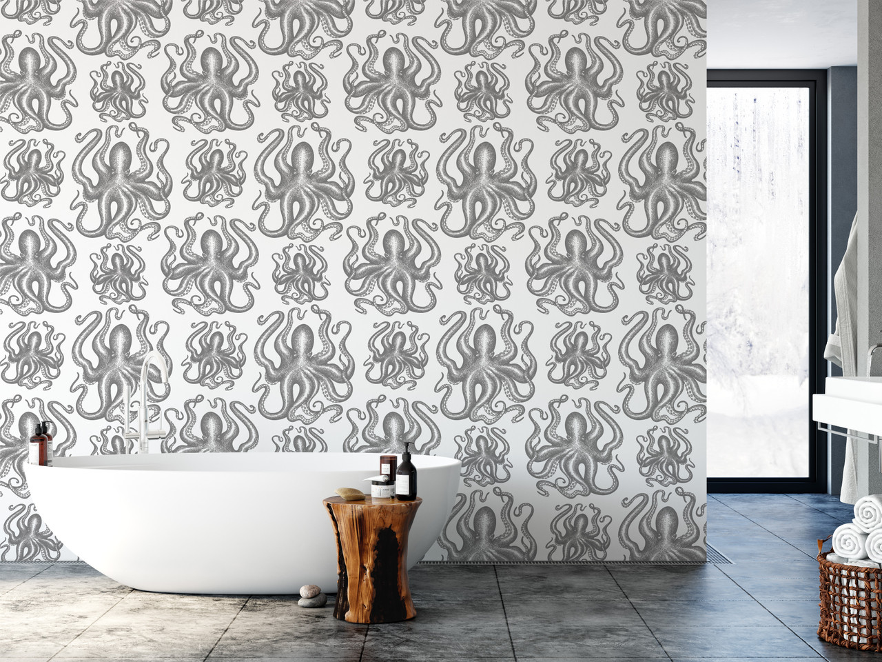 octopus wallpaper bathroom