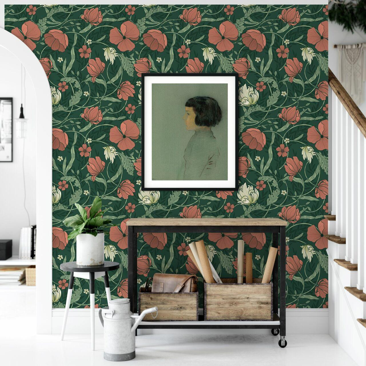 Wall Stickers DIY Self Adhesive Wallpaper Peel  Stick Green Floral