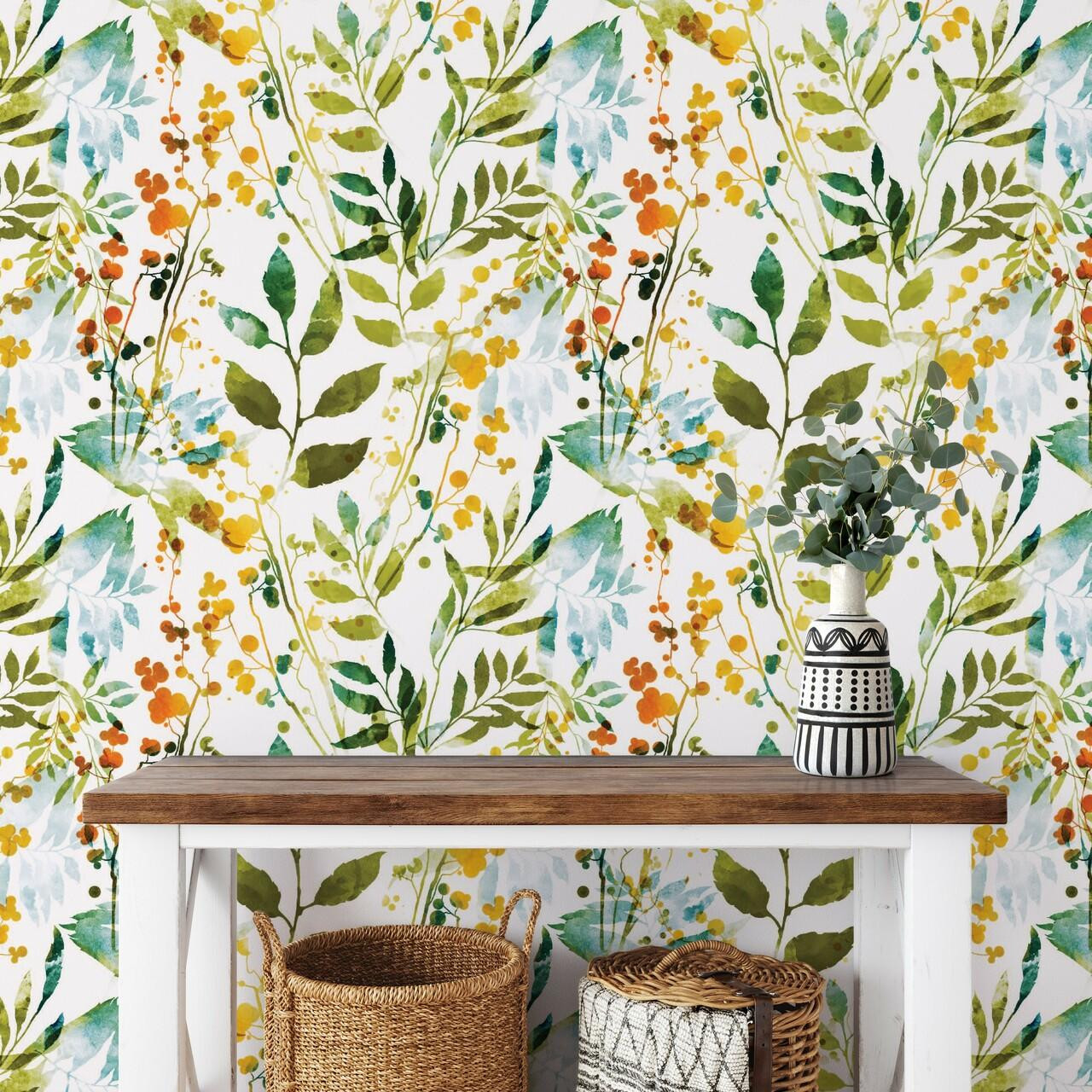 Boho Peonies Peel and Stick Wallpaper - Paperbird