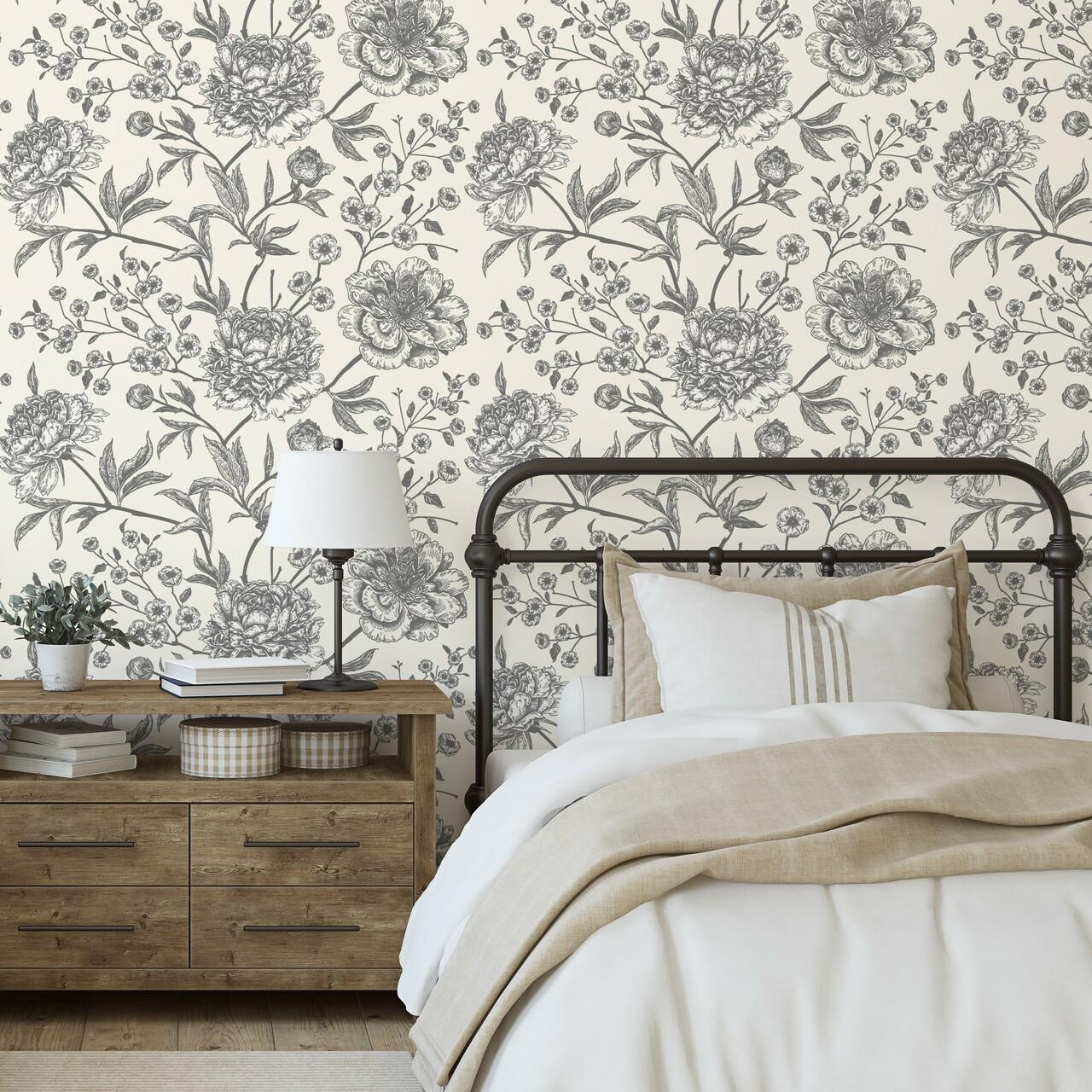 Hand Drawn Flowers Peel and Stick Wallpaper - Paperbird