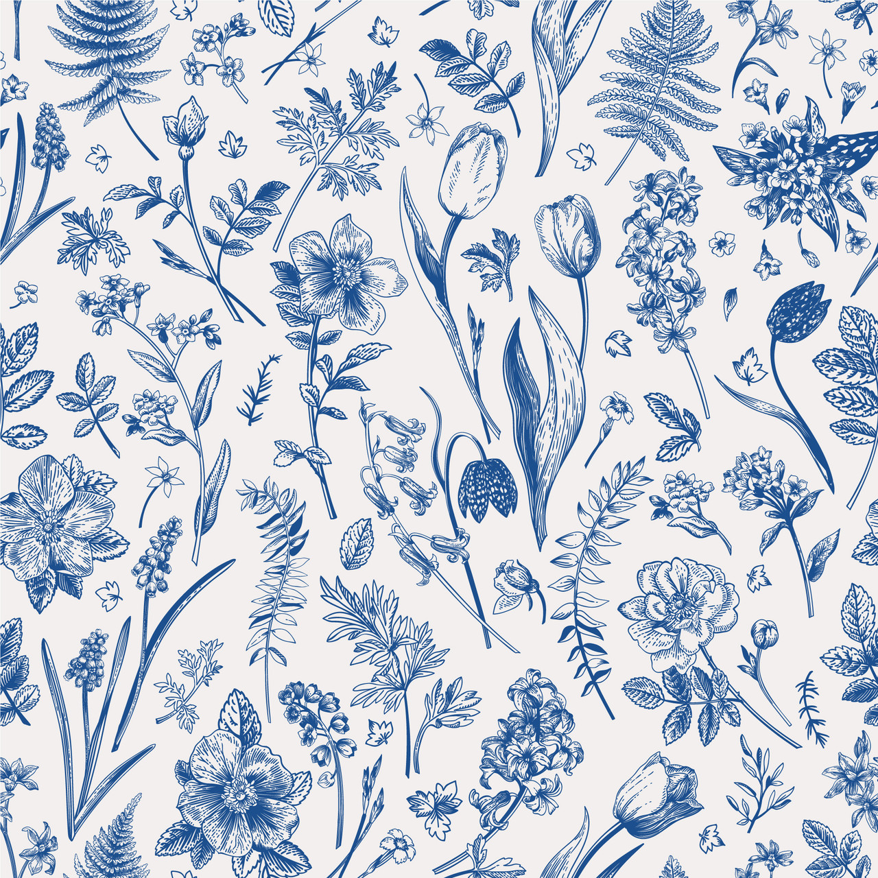 blue botanical wallpaper
