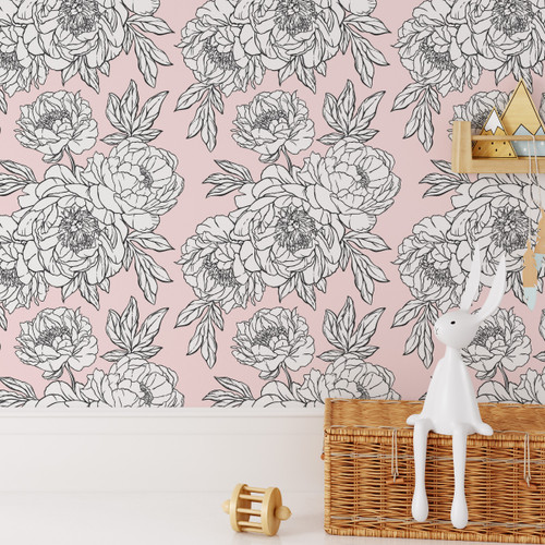 Hand Drawn Flowers Peel and Stick Wallpaper