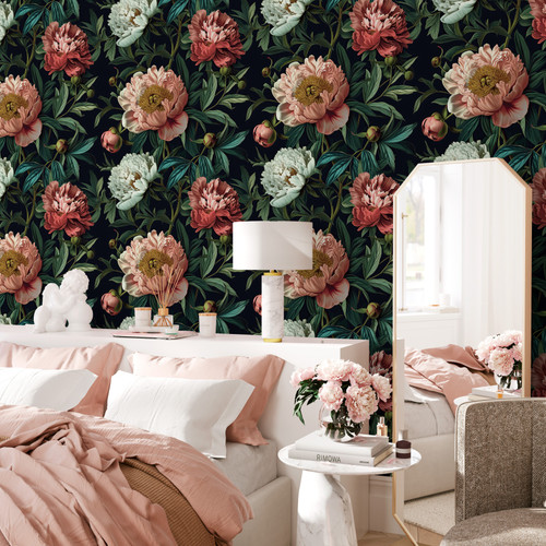 Pink and peach peony  flowers wallpaper