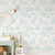 toile pattern removable wallpaper in a bathroom