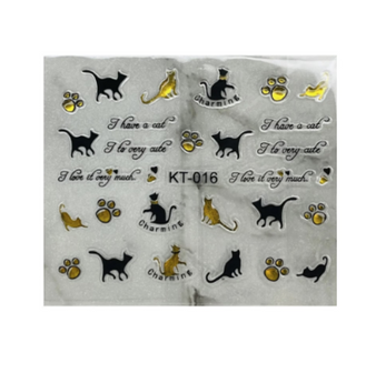 Black & Gold Cat Stickers #16