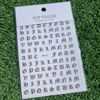 Old English Letter Stickers - Black