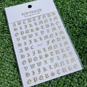 Old English Letter Stickers - Gold