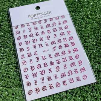 Old English Letter Stickers - Magenta