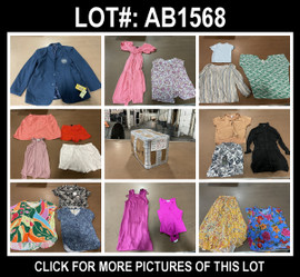 56 Units Lot (SKU#: AB1568) Joie, Adidas, Rae Dunn, Green Envelope, Yale University Jacket, Nicole Miller, Kourt, JNY, Kim & Cami, and more