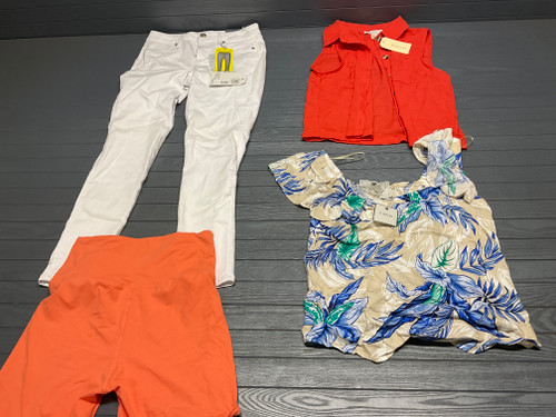 56 Unit Lot (SKU#: AB1949) House of Harlow, DKNY, Taylor, Adrienne Vittadini, 1822 Denim, Cynthia Rowley, Rose + Olive, Green Envelope, Loft, Monteau, UA, Max Studio, Cupio, Tahari, Jane Delancey, Sim & Sam, See You Monday, and more