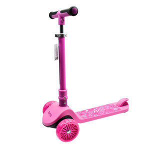 Zinc 3 Wheeled Folding LED Shine Scooter Pink