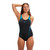 Speedo Plastisol Laneback Swimsuit - Black/Green - 30"