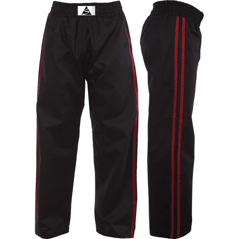 Spirit Black With Red Stripe Kids Kickboxing Trousers