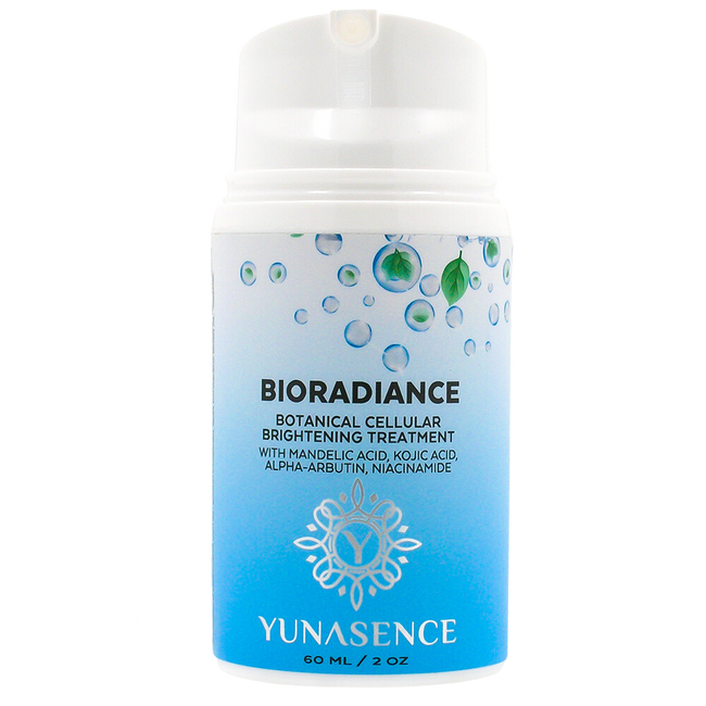 Yunasence BioRadiance Botanical Cellular Brightening Treatment with Mandelic Acid, Kojic Acid & Alpha-Arbutin for sun damage and dark spots repair