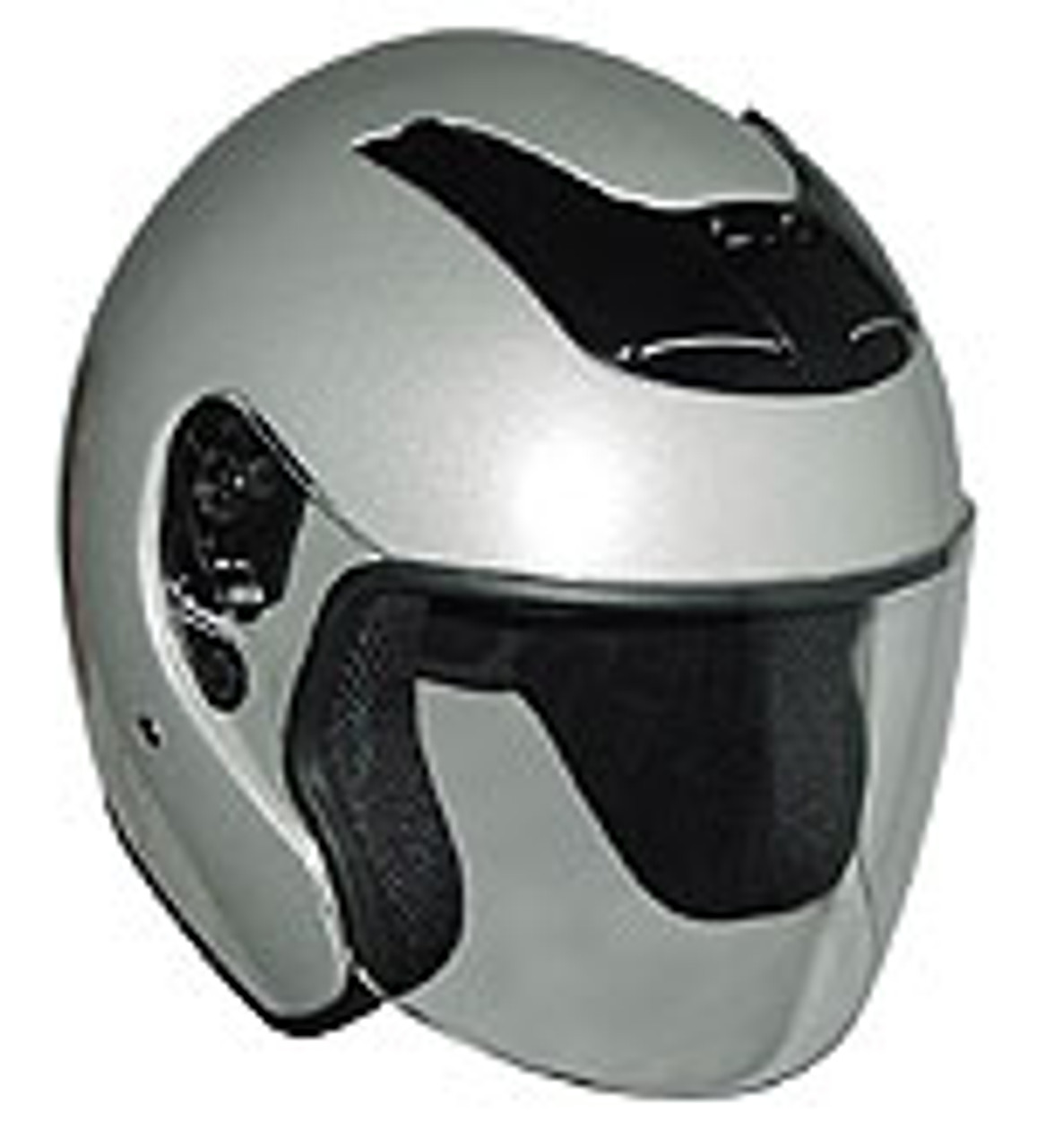 DOT ¾ Shell RK4 Silver Motorcycle Helmet with removable visor