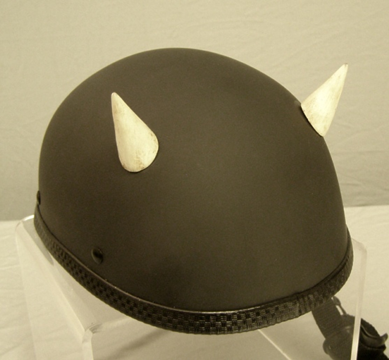 Medium Silver Motorcycle Helmet Devil Horns