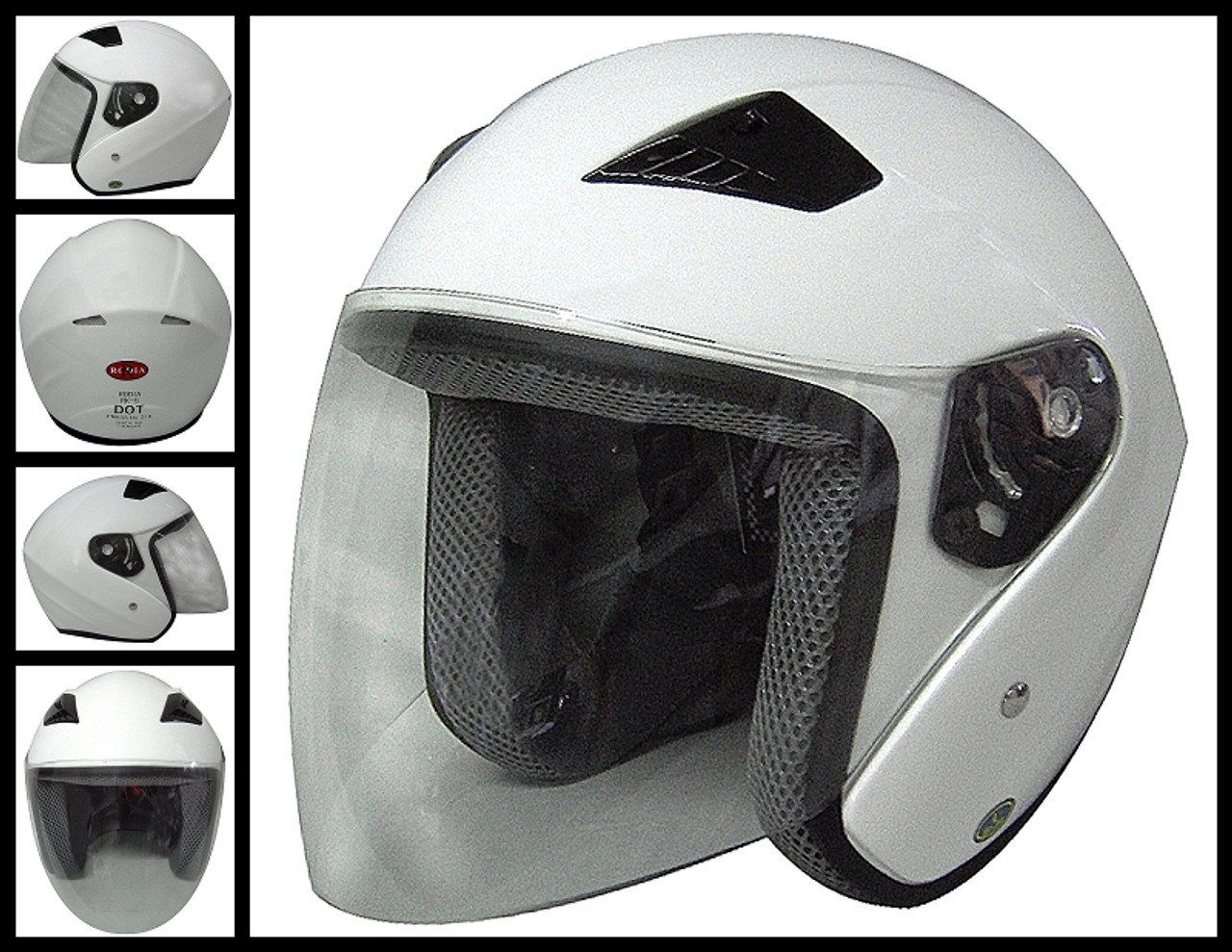 DOT ¾ Shell RK5 White Motorcycle Helmet with removable visor