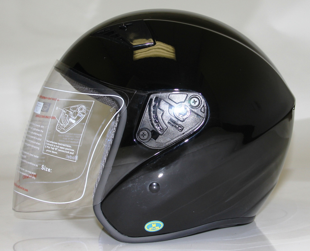 DOT ¾ Shell RK5 Black Motorcycle Helmet with removable visor