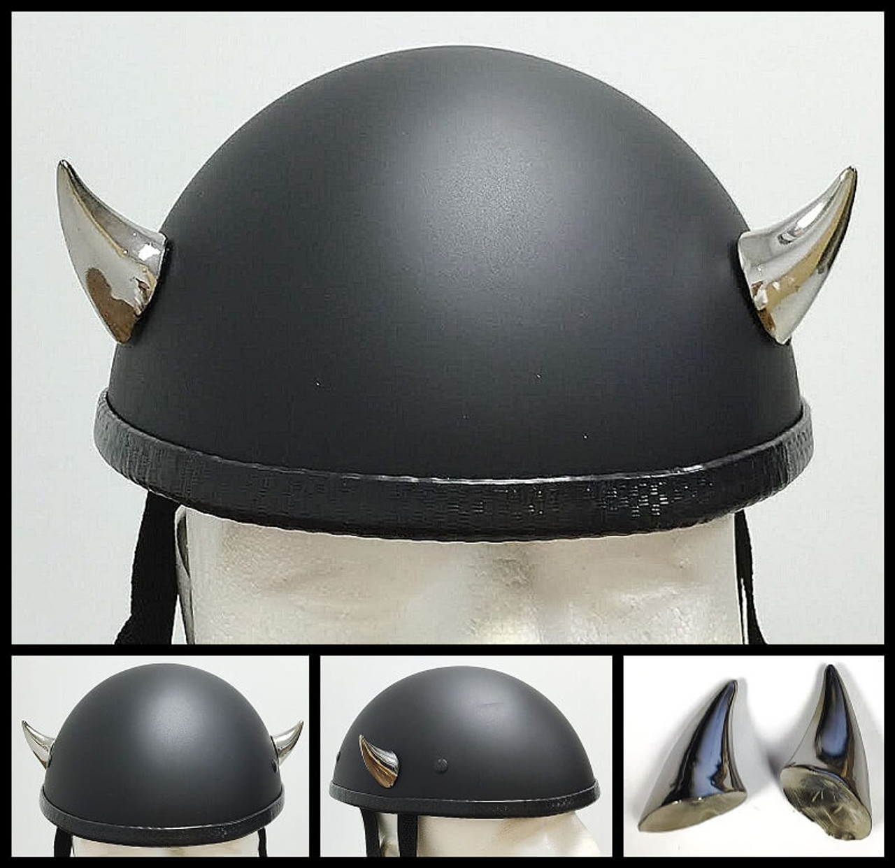 Chrome Devil Horns Small Curved Motorcycle Helmet Horns