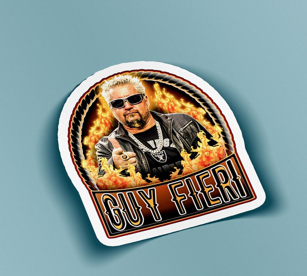 Guy Fieri Flame Shirt Sticker Vinyl Bumper Sticker Decal Waterproof 5