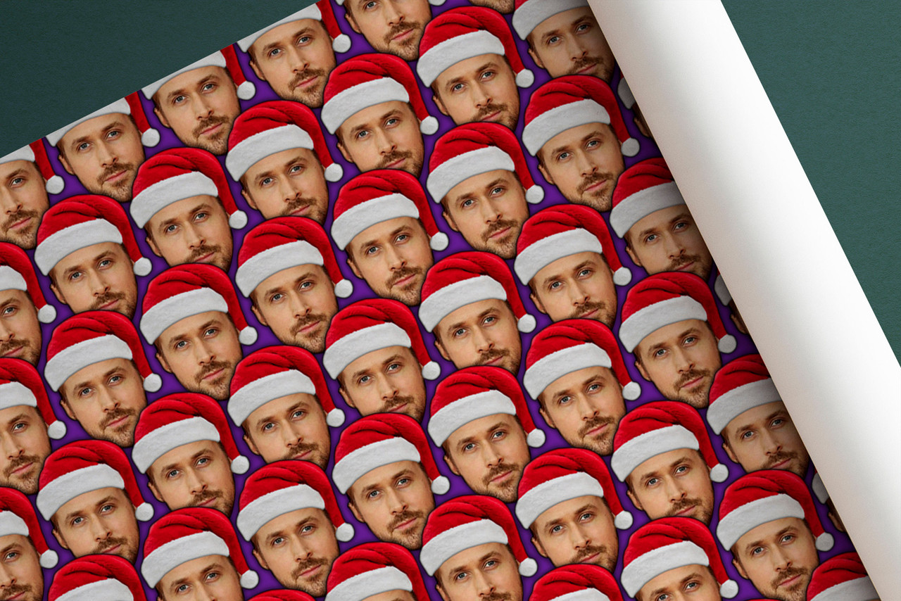 Ryan Gosling Wrapping Paper - Christmas Wrapping Paper - Ryan Gosling Santa  Hat Wrap