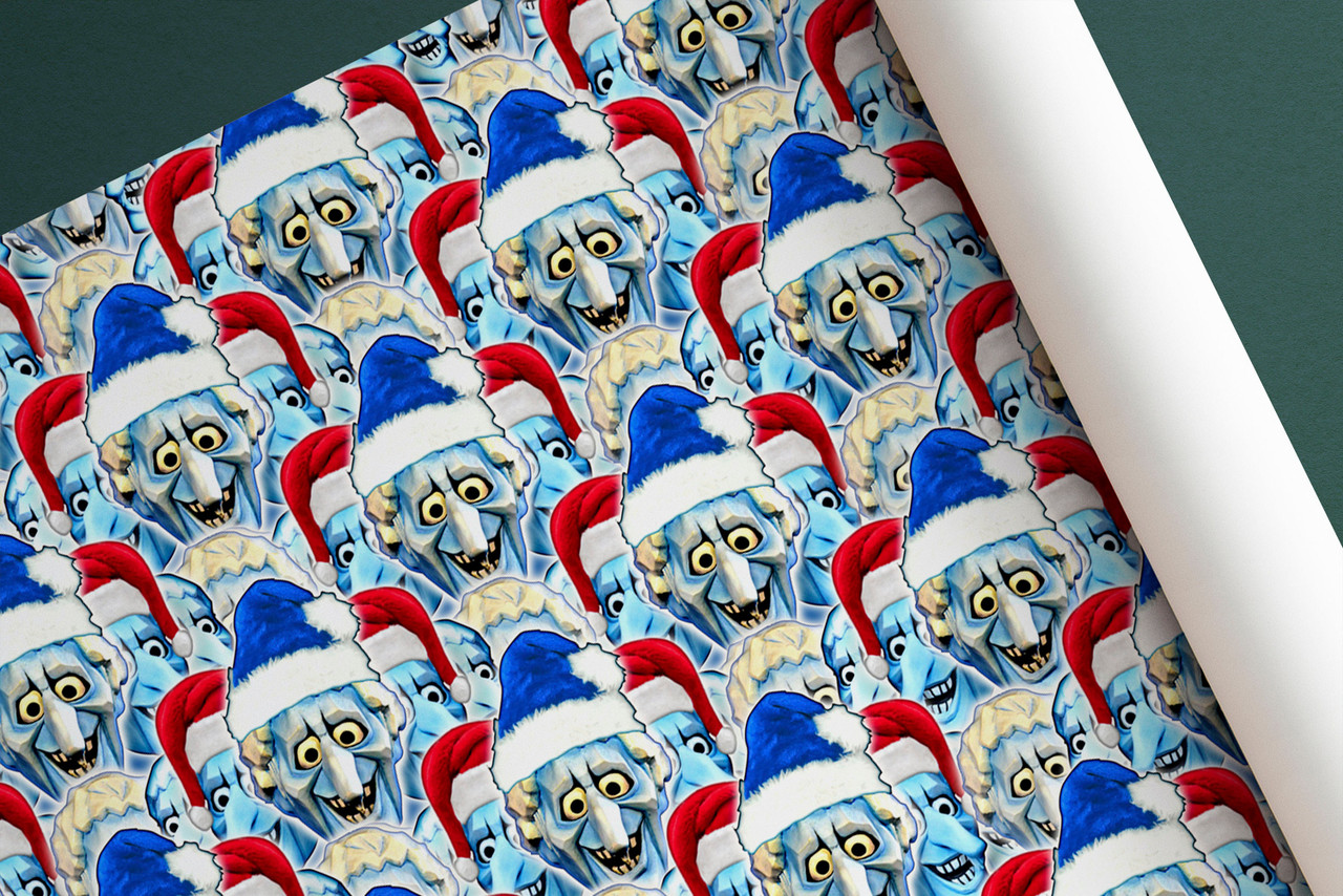 Christmas Wrapping Paper - Snow Miser Santa Hat Wrap