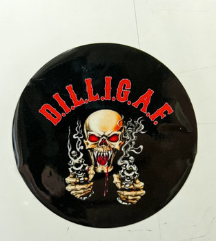 D.I.L.L.I.G.A.F. Skull Helmet Sticker