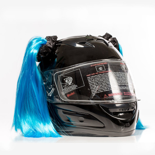 Blue Motorcycle Helmet Pigtails