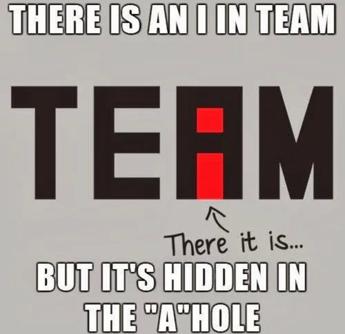 There is an I in Team but it's hidden in the A hole Shirt