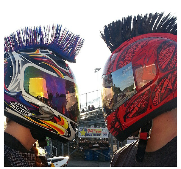 Multi Colored Motorcycle Helmet Mohawk