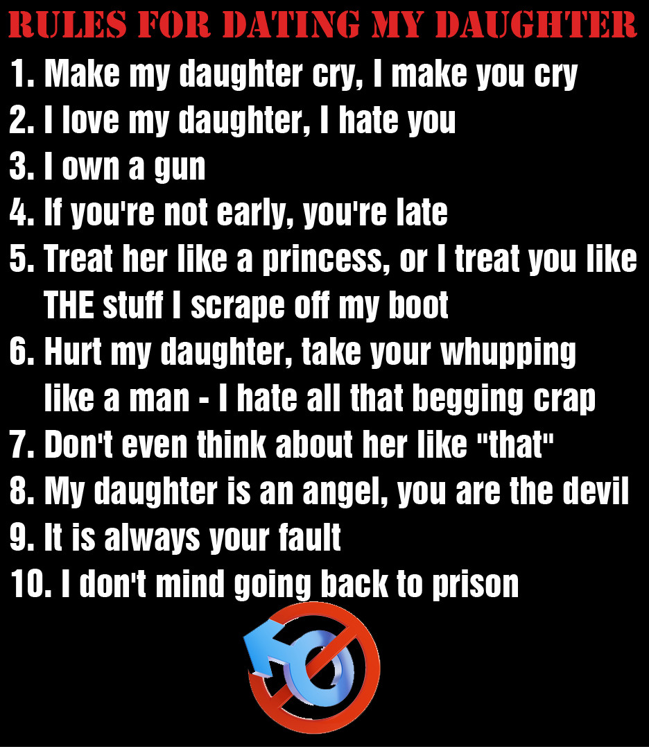 Kerner BeWild T-Shirt Uomo 'Top Ten Rules For Dating My Daughter' - Cotone Biologico, Design Frontale