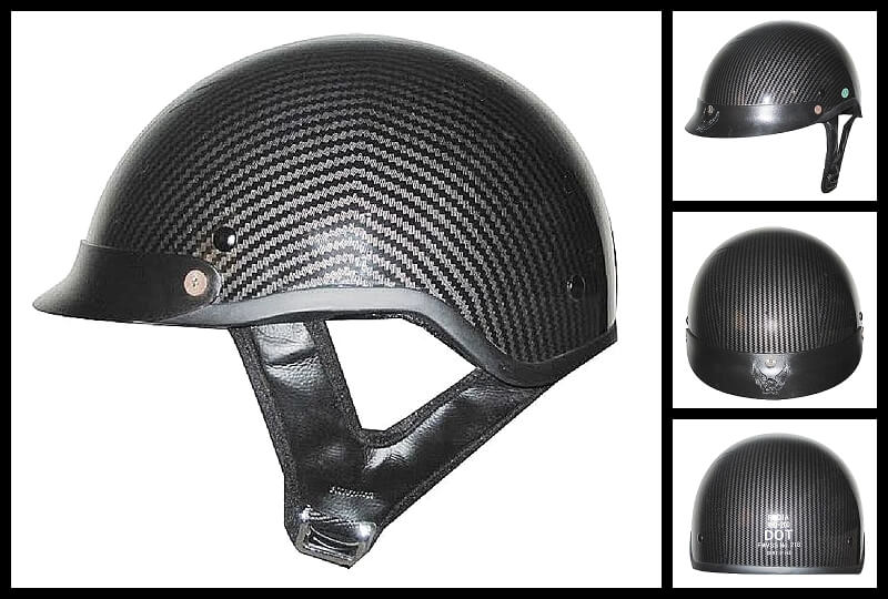 DOT Carbon Fiber Look Shorty Motorcycle Helmet