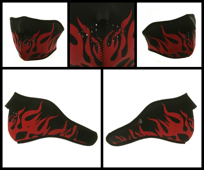 Half Red Flames Neoprene Face Mask