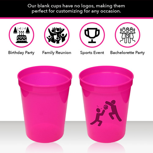 Rolling Sands 22 oz Reusable Plastic Cups with Lids, 10 Pack, USA Made Hot  Pink Tumblers; Includes 10 Reusable Straws; Dishwasher Safe 