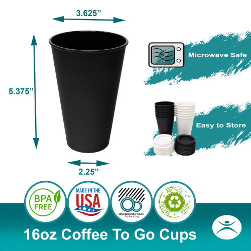 Reusable Coffee To Go Cup, 16oz Travel Cup, Made in USA, BPA-Free