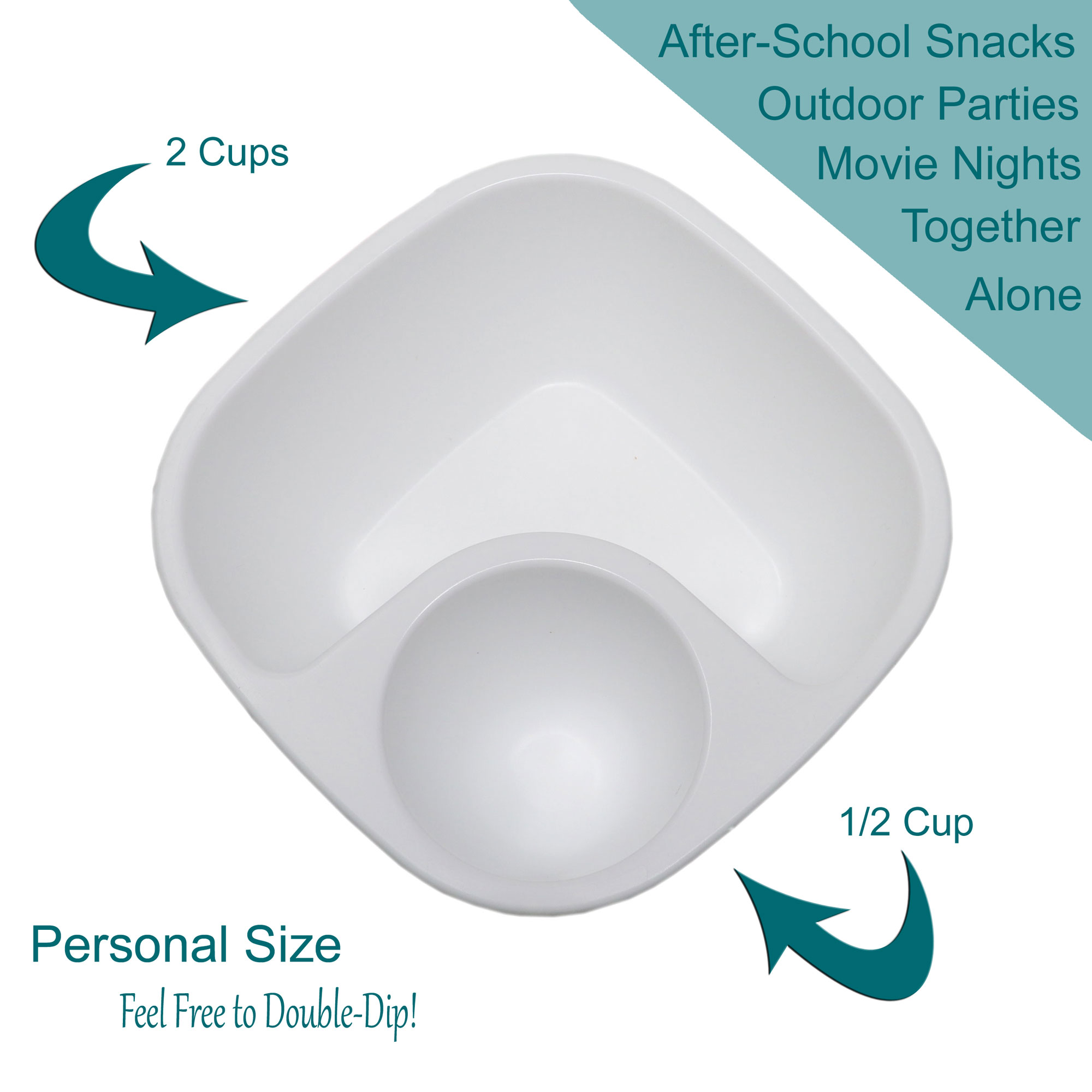 Weewooday Snack and Dip Bowls, Chips Serving Bowls Anti Soggy Divided Bowl  plastic Stackable Dish Microwave and Dishwasher Safe Container for Chips