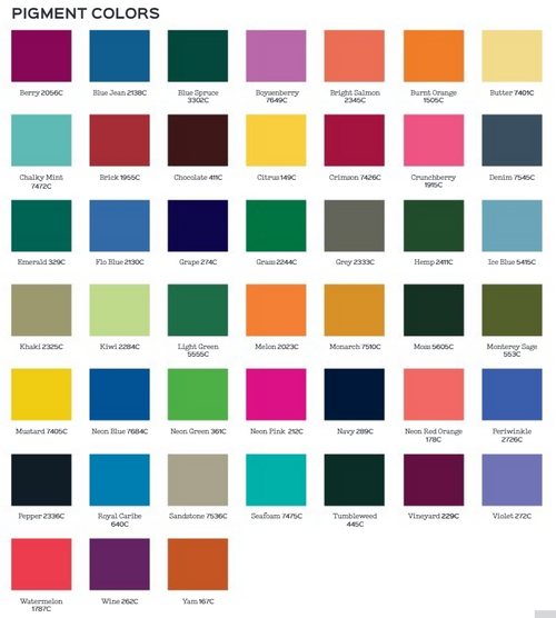 Comfort Colors Tank Top Color Chart