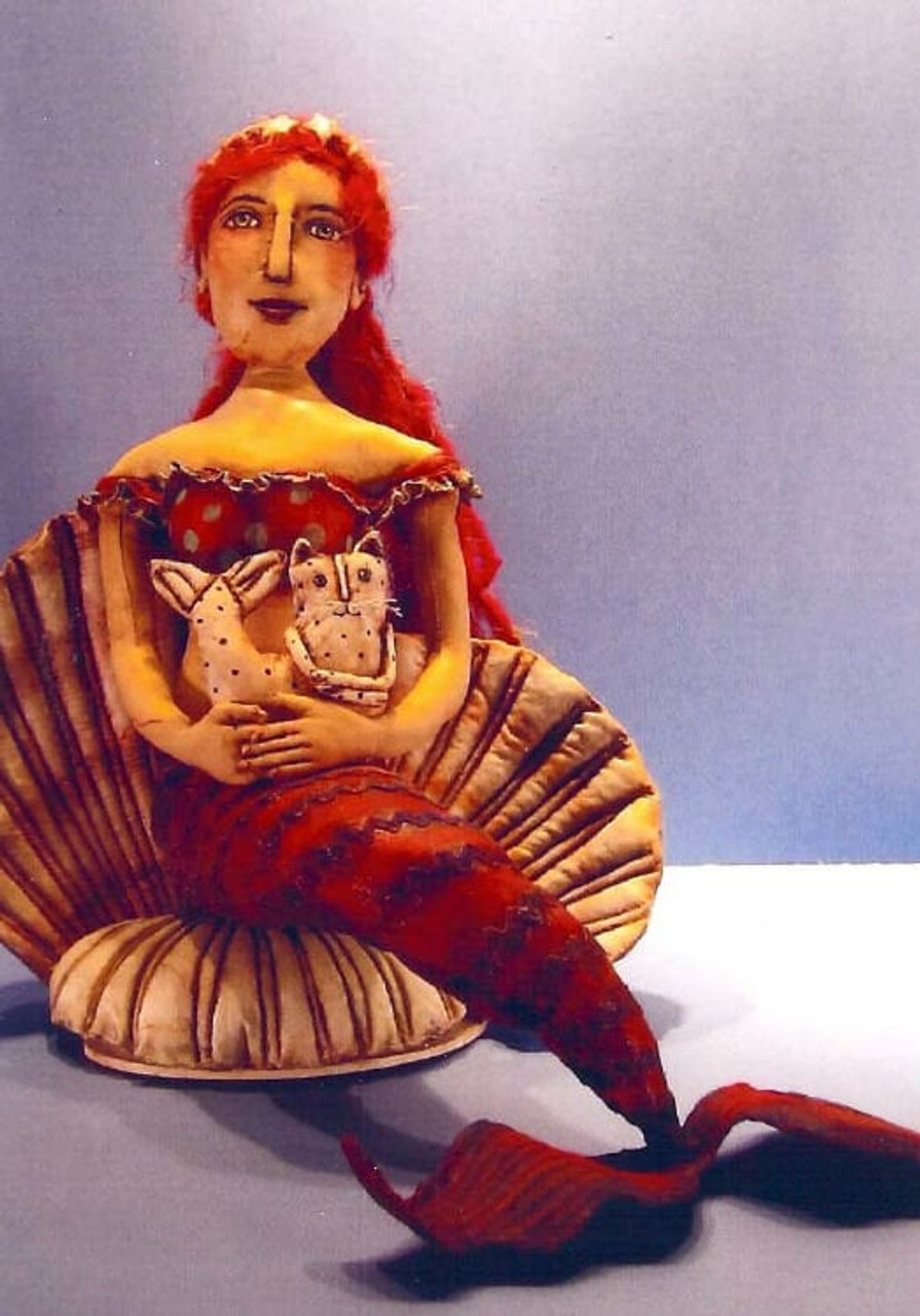 Mermaid with Catfish, Fabric Doll Pattern, Sewing Cloth Doll Pattern