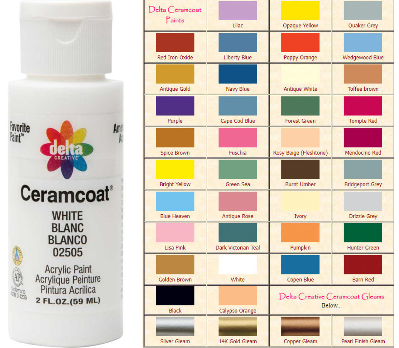 delta acrylic paint color chart