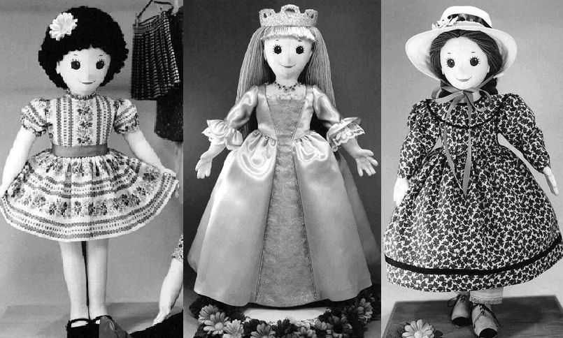 Vintage Fabric Rag Doll Panel Sewing Craft 60s Stuffed Doll Craft Supplies & Tools Visual Arts