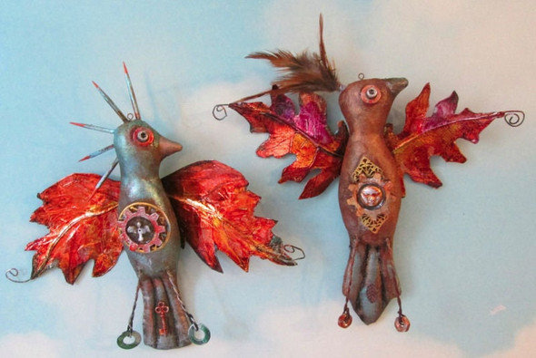 Fall Birds  - 6" Painted Muslin Bird Doll Art Pattern (PDF Download) by Susan Barmore
