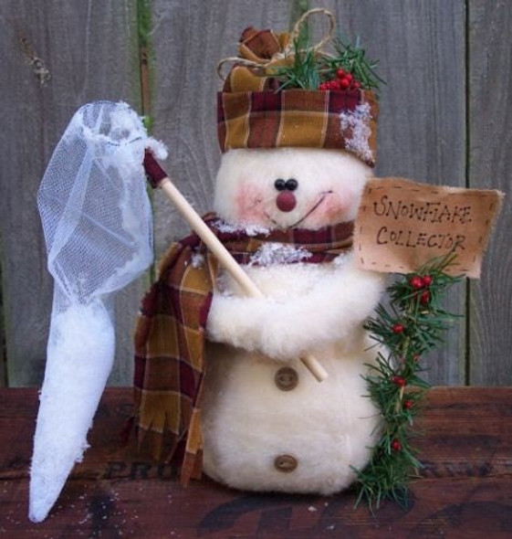 Snowflake Collector, Snowman Cloth Doll Pattern (PDF Download) by Michelle Allen of Raggedy Pants Designs