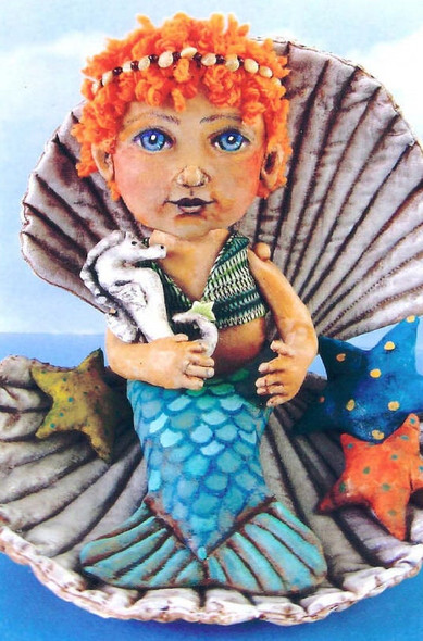 Sea Child, Mermaid Doll and Shell Fabric Pattern,  Sewing Cloth Doll Pattern - PDF Download by Susan Barmore