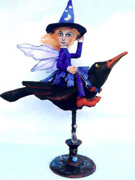 Witch Fairy on Bird,  Sewing Cloth Doll Pattern - PDF Download by Susan Barmore